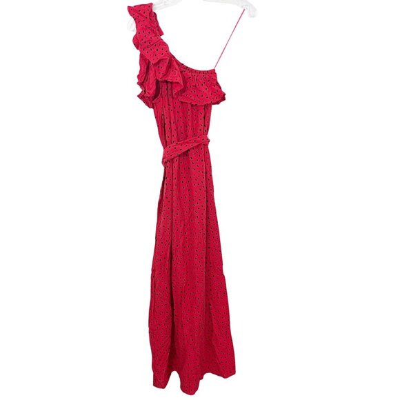 Billabong x Sincerely Jules Red & Black Polka Dot One Shoulder Maxi Dress SMALL - Picture 2 of 6